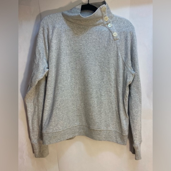 J Crew Woman’s Four Button Mock Neck GraySweater Size Large - Picture 1 of 6